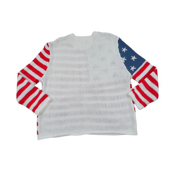 Grayson Threads Loose Knit Patriotic USA Flag Pullover Sweater Women's Size L - Picture 3 of 6